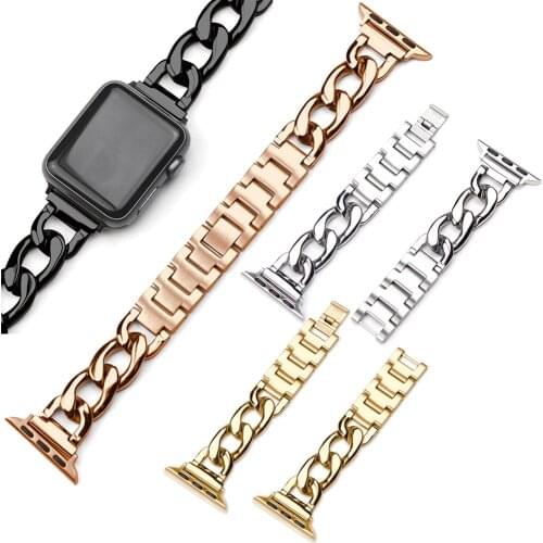 For Apple Watch 38mm 44mm Stainless Steel Strap Metal Bracelet SE Series 5 6 Ladies Replacement Strap For iWatch 3 Watch 42mm