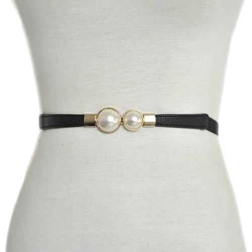 SISHION New Design Women Waist Belt Thin Fashion Korean Small Belt BG615 Black White Red Women Belts elastische riem with pearl