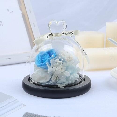 4pcs/pack 10cm*11cm Heart Top Glass Dome Vase Solid Wood Base Home Decoration Creative Glass Dome Friend Gift Wedding Decoration