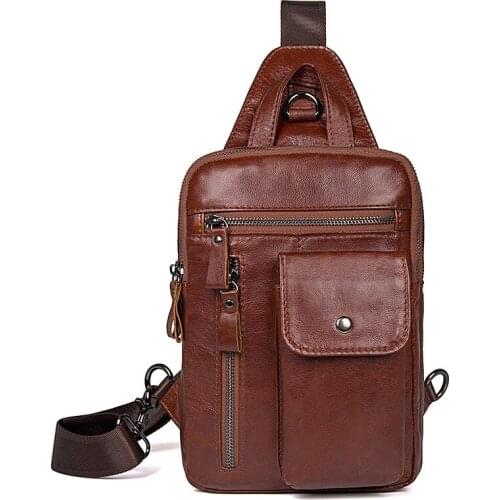 Nesitu High Quality Brown 100% Guarantee Real Skin Genuine Leather Women Men Chest Bag for mini ipad Male Messenger Bags M4006