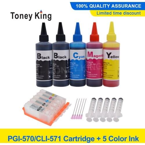 Toney King new 5color pgi570 PGI-570 refill ink cartridge compatible For canon MG5750 MG5751 MG5752 MG5753 MG6850 TS8052 printer