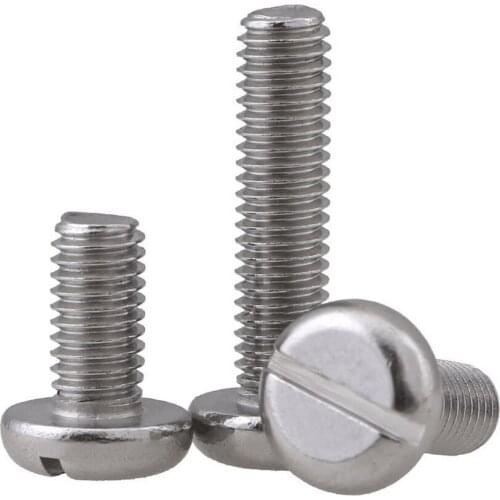 M3 M4 M5 Slotted Pan Head Screws 304 A2 Stainless Steel GB67 Round Head Slotted Machine Screws Bolts Length 5mm-30mm