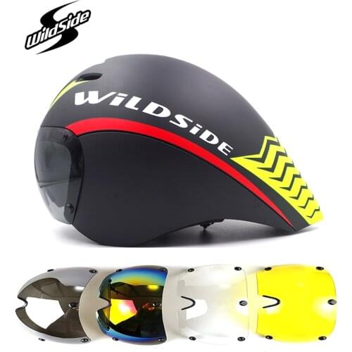 Wildside Bike timetrial Race ironman tt Triathlon aero bicycle helmet road cycling helmet with lens goggles visor Accessossories