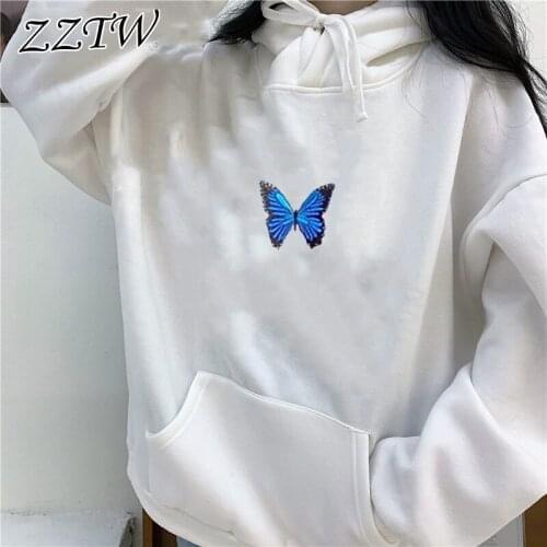 Aesthetic Womens Hoodie Butterfly Print Hoodies Crewneck Tops Fall Clothing Tops Oversized Hoodies Sweatshirt Woman Sweatshirt