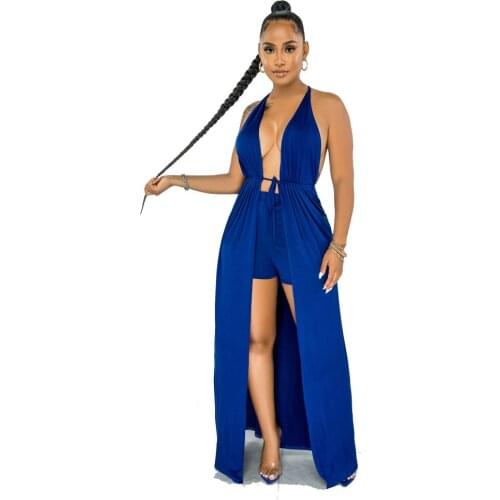 Holiday Party And Club Tie Dye Two Piece Outfits Women Sets Clothes Backless Maxi Top Female Short Pants Elegant Sexy Streetwear