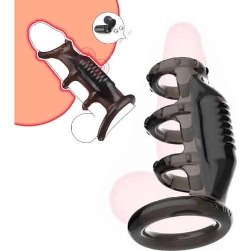 Ejaculation Delay Cock Vibrating Ring G spot Stimulator Bullet Vibrator Penis Sleeve Dildo Dick Enlargement Sex Toys for Couples