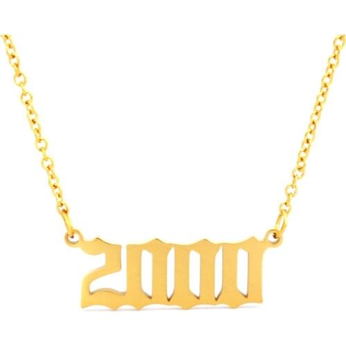 Gold Year Necklaces Number Date Of Birth Necklace Jewelry 2000 2001 2002 2003 2004 2005 Collier Femme bf