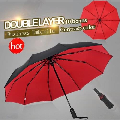 Windproof Double Automatic Folding Umbrella Female Male Ten Bone Car Luxury Large Business Umbrellas Men Rain Women Gift Parasol