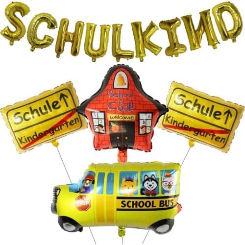 1 Set 16inch Gold Letters School Bus Schule Kindergarten Foil Balloons Children Back To School Party Decoration Globos Kids Toys