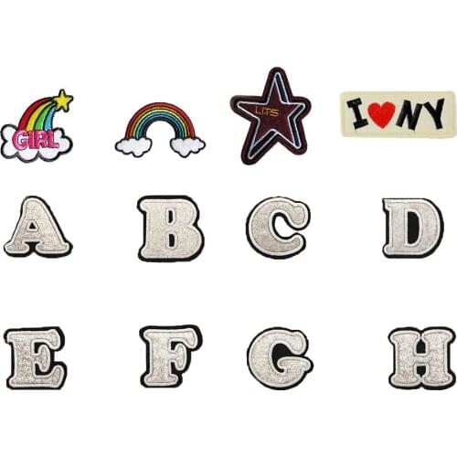 Wholesale leisure letter patch hot melt adhesive applique embroidery patches stripes DIY clothing accessory patch C742-C756