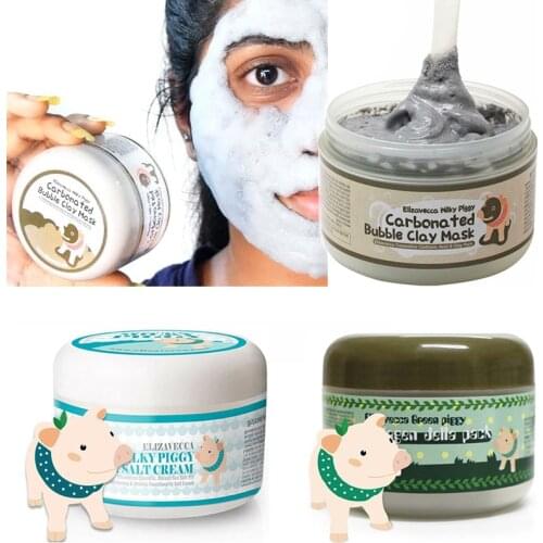 100g Elizavecca Milky Piggy Carbonated Bubble Clay Mask Green Piggy Collagen Jella Pack Aqua Brightening Mask Korea Facial Mask