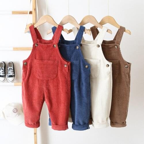 2021 Children Wear Clothing For Boys And Girls Autumn And Spring Korean Trousers Ins Corduroy Pants 1-3 Years Old Kids Overalls