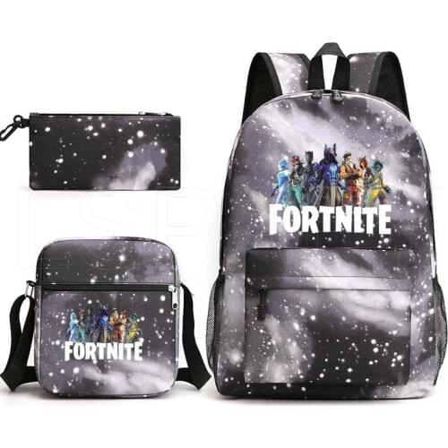 3D FORTNITE Backpack Hot Game Pencil Case Shoulder Bag Anime 3 Pcs Set Fashion Bookbag Bagpack School Bag