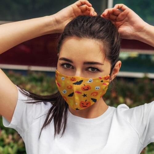 8Pcs 100% Cotton Fabric Cat Owl Oumpkin Skulls Halloween Decors for DIY Sewing