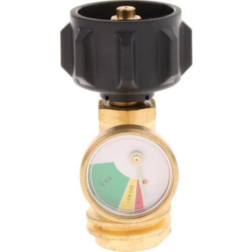 QCC1 Propane Tank Adapter QCC1 Fitting with Gas Gauge for BBQ Grill Outdoor Camping Cooking