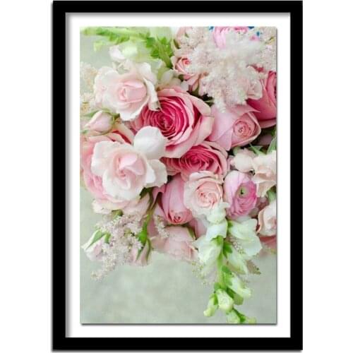 Diamond embroidery pink Flowers full square drill 5D DIY diamond painting Cross Stitch Rhinestone home decoration