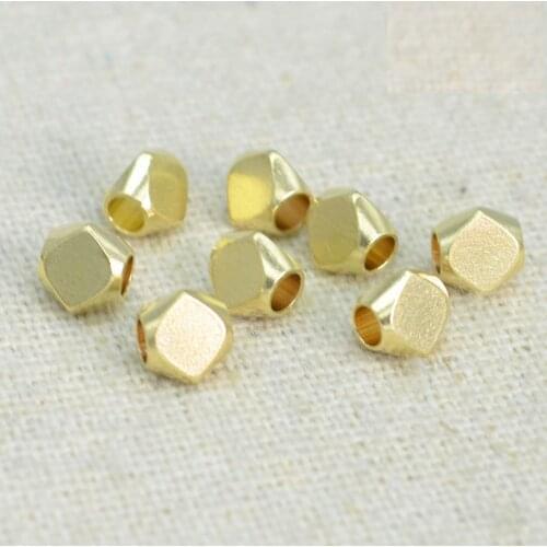 100 PCS 5*5mm Metal Raw Brass Spacer Beads 2mm Hole Beads Loose Bead DIY Accessories For Jewelry Making