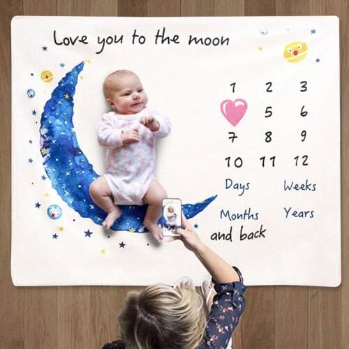 Baby Background Blanket Baby Milestone Blanket Super Soft Printing Flannel Blanket Baby Photography Props