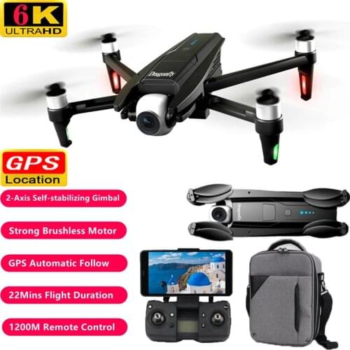 6K GPS Smart Follow Drone Brushless Motor 2-Axis Self-stabilizing Gimbal Surround Shooting 5G WiFi 22Min Flight 1200M Quadcopter