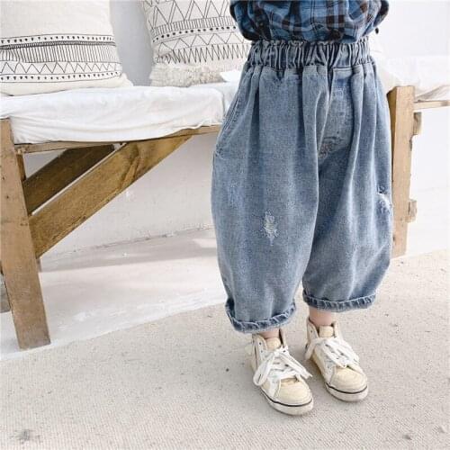 Toddler Girls Jeans Fashion Korean Spring Autumn Denim Pants For Girl Kids Harem Pants 2 3 4 5 6 Years Children Trousers 2020