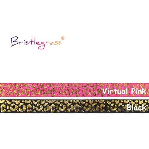 BRISTLEGRASS Combo 4 Yard 5/8" 15mm Gold Leopard Foil Print Foldover Elastic FOE Spandex Band Tape Hair Tie Headband Sewing Trim