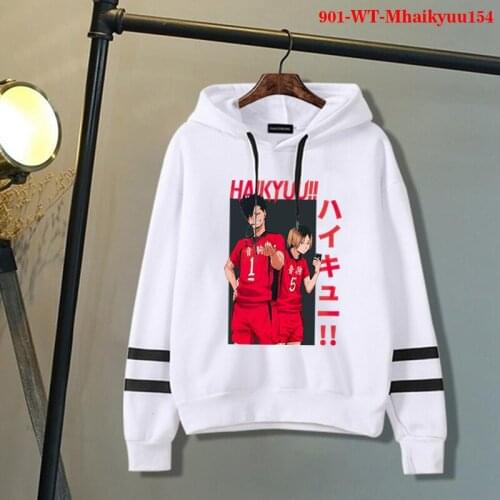 Japan Anime Haikyuu Prints Hoodies Mens New Fashion Anime Hoody Hip Hop Fleece Sweatshirts Crewneck Pullovers Cute Clothing Man