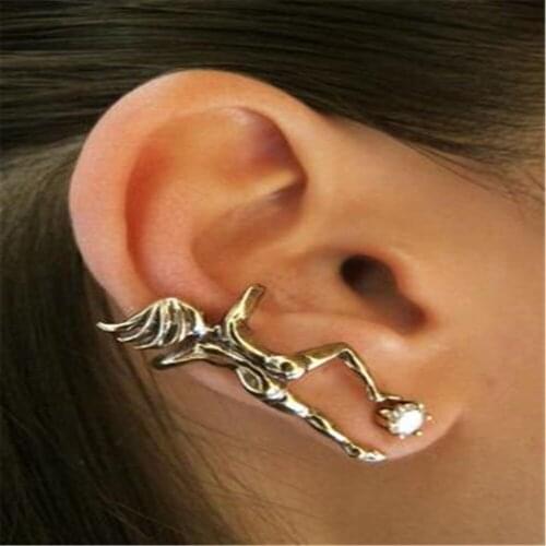 Personality punk ladies ear clip gymnast three-dimensional shape ear clip non-perforated frog silver color ear clip jewelry