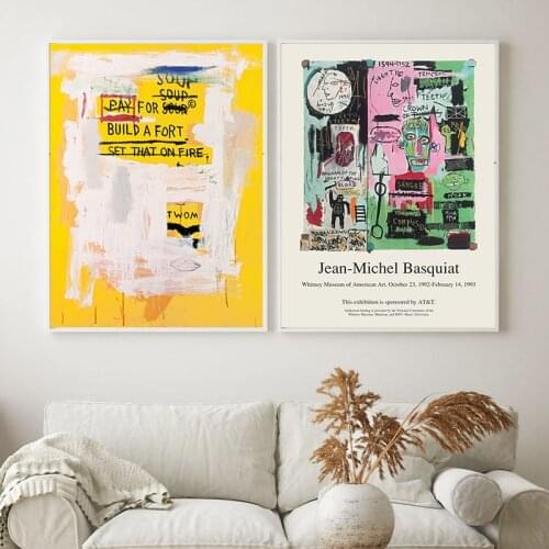 Basquiat Contemporary Art Posters and Prints Gallery Wall Pictures , Modern Abstract Artwork Canvas Painting Living Room Decor