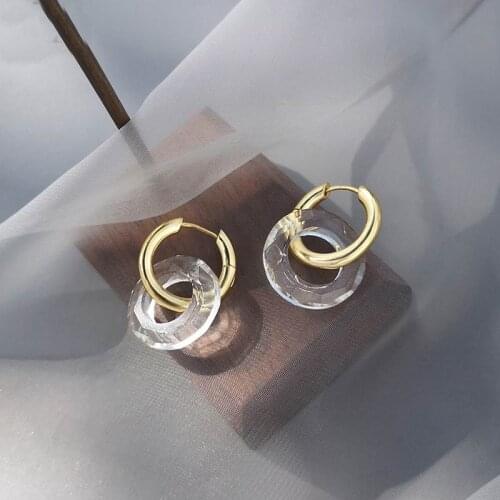 Korean Fashion Acrylic Earrings for Women Gold Vintage Simple Statement Hoop Earring 2021 New Trend Geometric Jewelry Wholesale