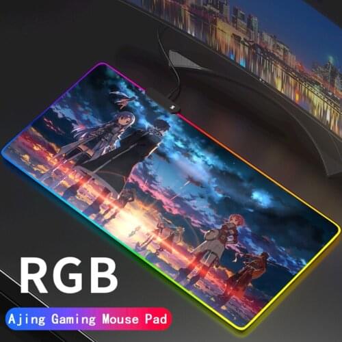 Sword Art Online Mouse Pad LED RGB Big Size XXL SAO Gamer Anti-slip Rubber Pad Play Mats Gaming for Keyboard Laptop Computer PC
