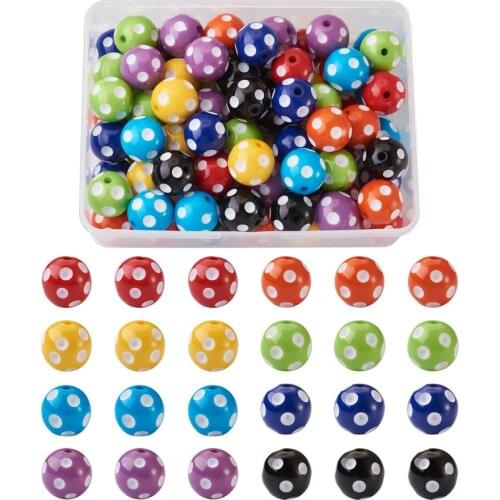 12mm 14mm 16mm 18mm 20mm Chunky Resin Polka Dot Beads Mixed Color Round Ball Beads For DIY Jewelry Necklace Bracelet Making