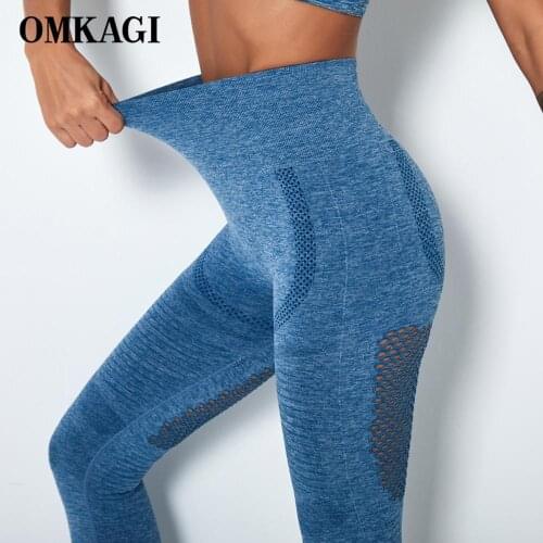 OMKAGI Seamless Legging High Waist Pants Hollow Out Workout Yoga Leggings Women Yoga Pants Tight Sports Pant Push Up Fitness Gym
