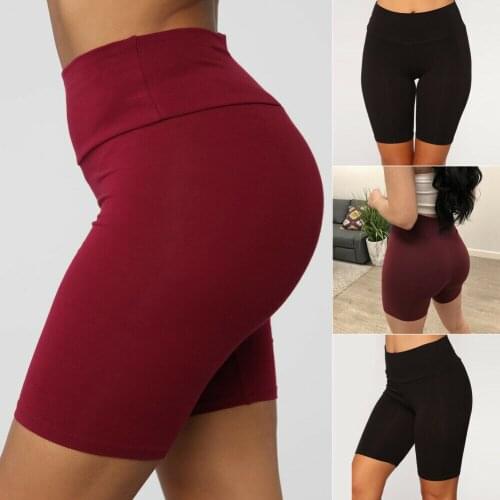 Summer Women Club Wear Summer Shorts Sport Jogger Shorts Plain Stretchy High Waist Workout Fitness Biker Shorts