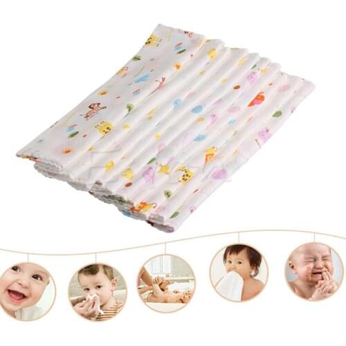 10Pcs NewBorn Gauze Muslin Square 100% Cotton Bath Wash Baby Handkerchief Towel