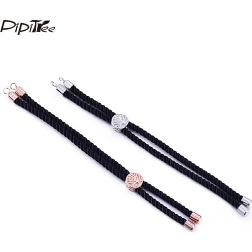 Pipitree Copper Life Tree Bead Slider Charm Rope Plain Bracelet Jewelry Findings Adjustable Bracelet Chain Accessories 10 Colors