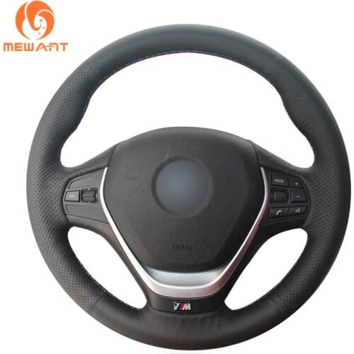MEWANT Black Artificial Leather Car Steering Wheel Cover for BMW F20 F21 F22 F23 F30 F31 F34 F32 F33 F36