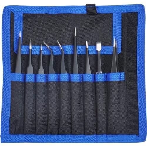 Tweezers Set Anti-static ESD Stainless Steel Precision Tweezers for Electronics Tweezers Tools Kit Laboratory Work Handwork