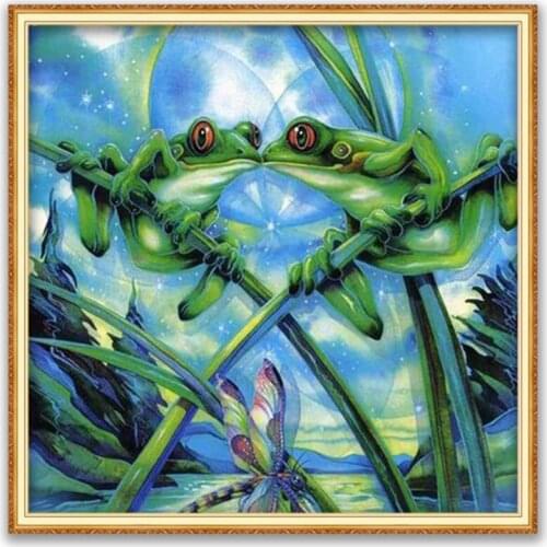 Animal Frog DIY Embroidery Cross Stitch 11CT Kits Needlework Craft Set Printed Canvas Cotton Thread Home Decoration Room On Sale