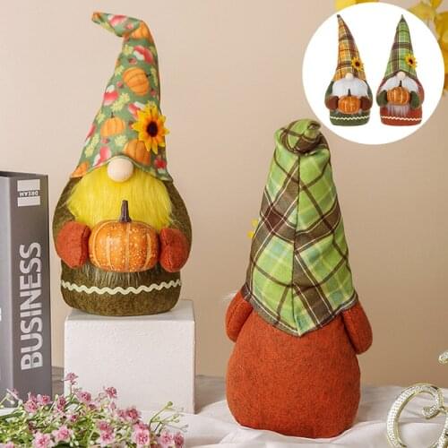 New Fashion Cute Dwarf Elf Doll With Pumpkin Creative Faceless Doll Home Ornaments Autumn Harvest Festival Party Decoration