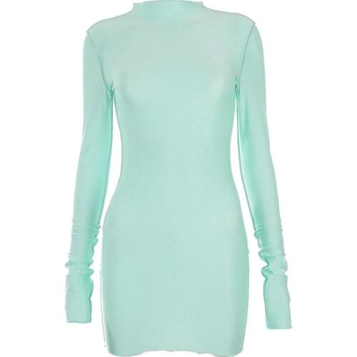 New type of cultivate ones morality spring half a turtleneck heap heap sleeve pure color even female clothing the miniskirt