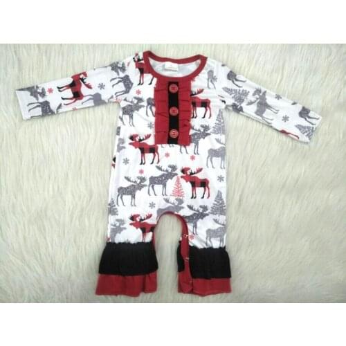 Wholesale/retail deer pattern jumpsuits baby girls christmas long sleeve Romper infant toddler clothing children clothes gxj