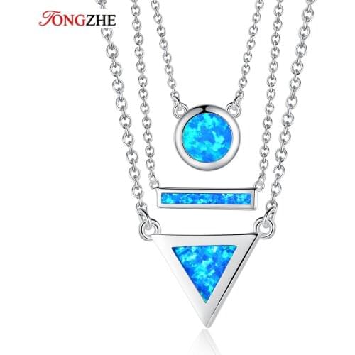 TONGZHE 925 Sterling Silver Necklace Evil Eye Opal Africa Map Pendant Collier Party Link Chains Women Necklace Christmas Jewelry