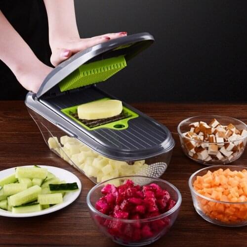 Multi Blade Adjustable Salad Utensil Cheese/Vegetable Slicer Cutter with Built-In Blade Storage and Container