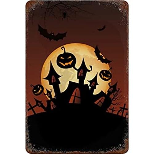 Simple and fashionable design Iron Painting Tin Sign Halloween Night Pumpkin Home Decor Poster for Funny Kitchen Food Bar Pub