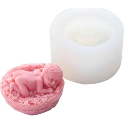 PRZY Rattan Basket Baby Silicone Cake Decoration Mold Food Grade Jelly Molds DIY Soap Mould Candle Moulds Aroma Stone Mould