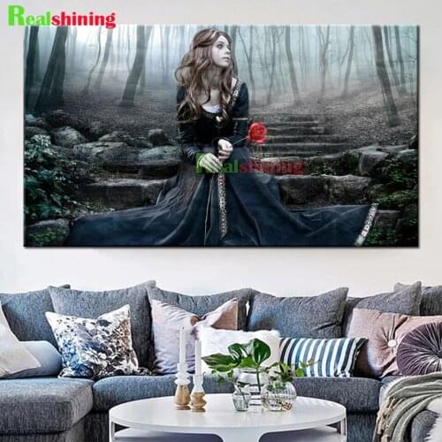 Looking forward to the rose girl Diamond Painting DIY 5D rhinestone Cross Stitch Diamond Art Embroidery Mosaic Handmade N2211