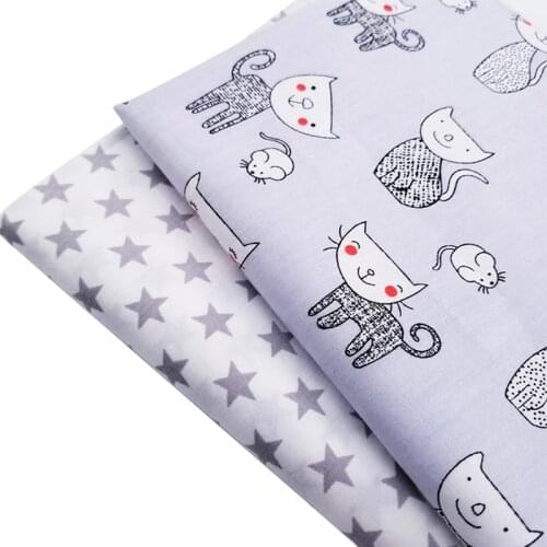Childish Style Cotton Twill Fabric Cute Cat/Star Printing DIY Sewing Quilting 100% Ctton Twill Material Fabric For Child & Kid