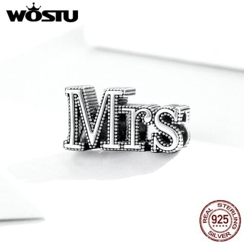 WOSTU Fits Original European Silver Charms Bracelet DIY Jewelry 2020 Mrs Letter Openwork Charm 925 Sterling Silver Flower Beads