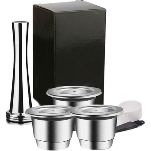 Brush Capsule Spoon Cup Tamper Reutilisable High-quality Stainless Steel DIY Reusable Refillable Compatible Coffee Capsules Box