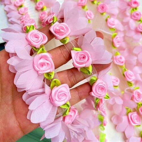 5M DIY Chiffon Stereo Ruffled Pleated Crumple Fabric Lace Trim White Pink Purple Red Doll Skirt Lace Costume Dress Accessories